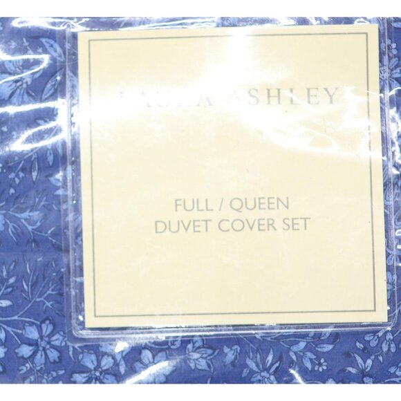 NEW Laura Ashley Cover Set Cotton 3-Piece Shams Charlotte Blue Full / Queen - Picture 14 of 14